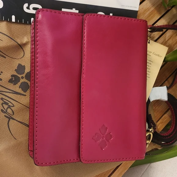 PATRICIA NASH Magenta light Burgundy Leather Terresa Crossbody Bag hand bag - Picture 3 of 8